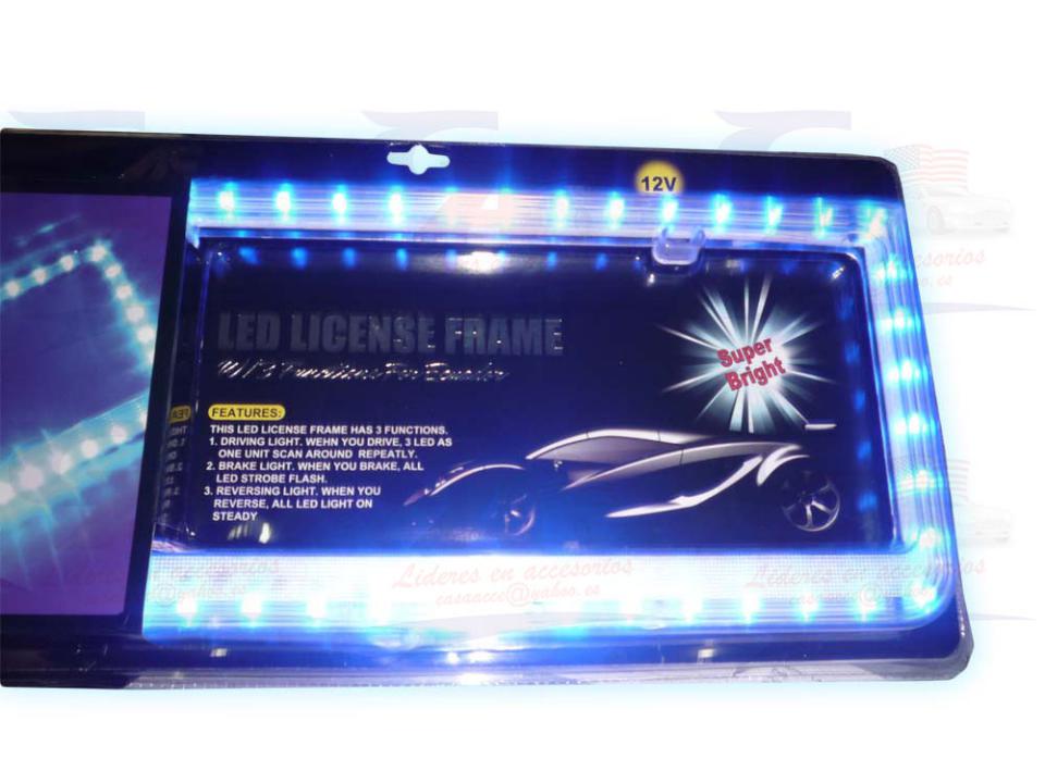 Porta placa led azul 4dígitos 3funciones